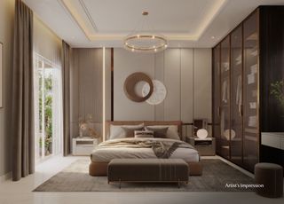 Spacious master bedroom designed for luxury living at The Reserve by Kolte Patil, Vadgaon, Pune.