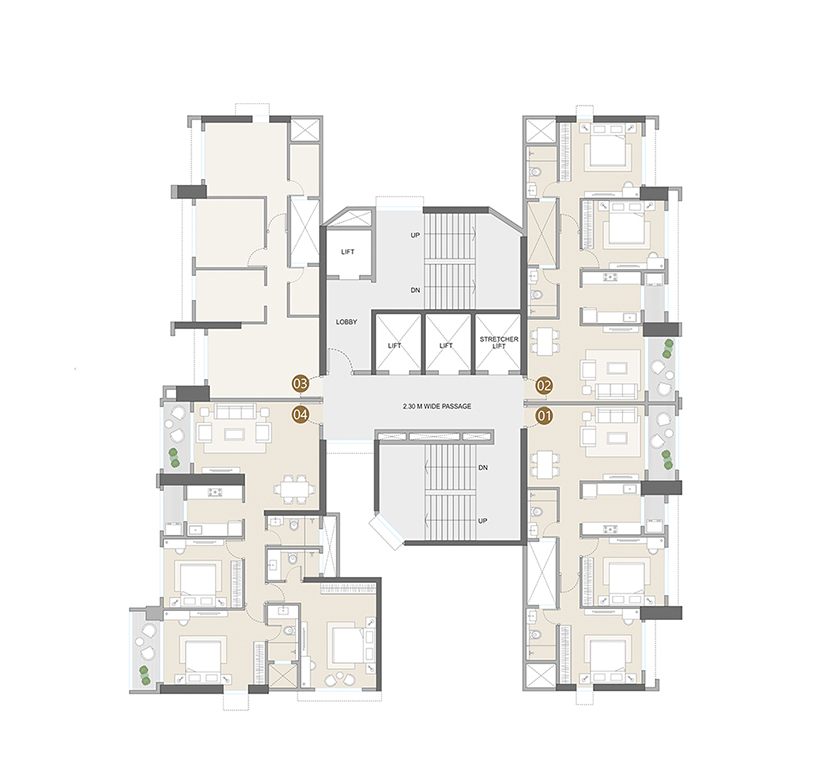 WING B – 21ST TO 27TH TYPICAL FLOOR PLAN