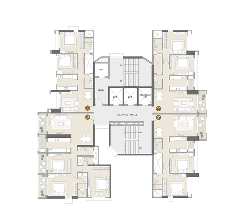 WING B – 31ST & 32ND TYPICAL FLOOR PLAN