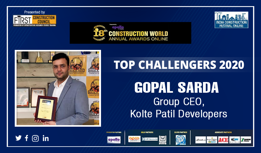Prestigious ‘Top Challenger 2019-20’ Award at the 18th Construction World Global Awards 2020
