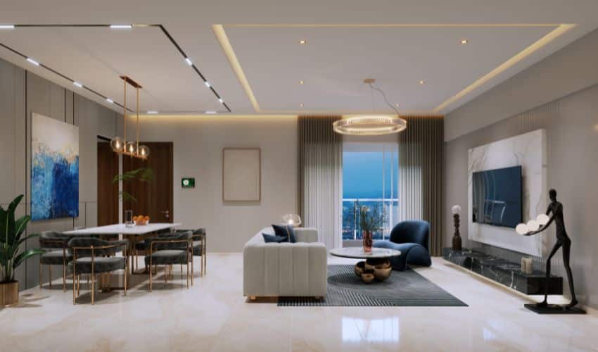 Family living room in Pune 2BHK flat.