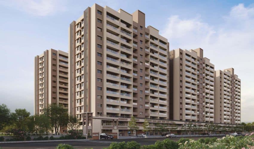 Front Elevation of Springshire residential project in Wagholi
