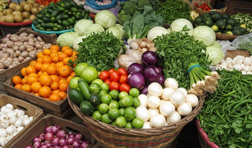Groceries basket in Pune local market.