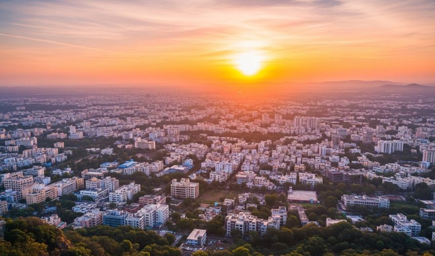 Pune cityscape from Parvati Hill early morning