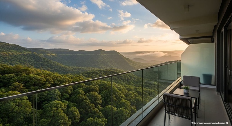 Forest facing apartment balcony in Bhugaon Pune.
