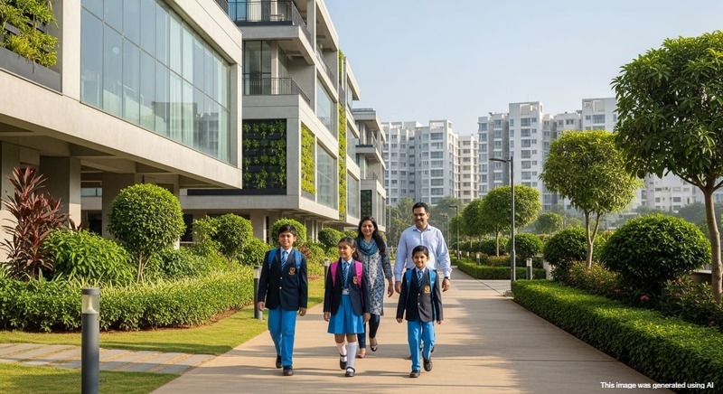 Kids walking to school near NIBM Road Pune.