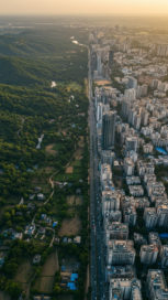 Aerial view of Bhugaon greenery and Pune city
