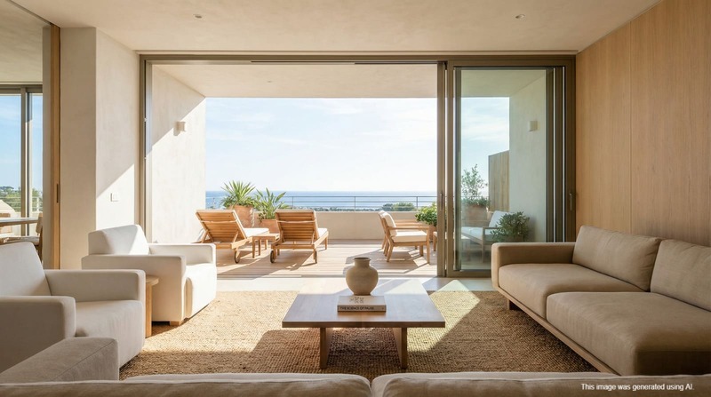 3 BHK interior design with large sundeck balcony in Serenova Mumbai.