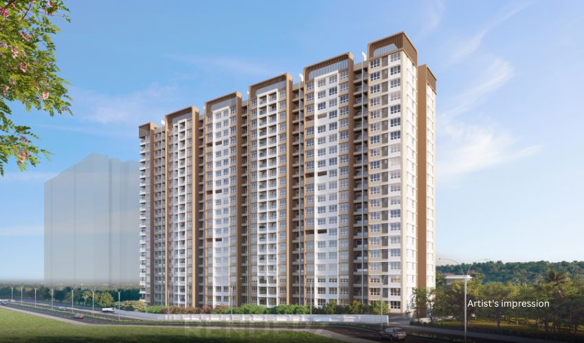 Aerial view of Bhugaon residential township surrounded by Sahyadri hills