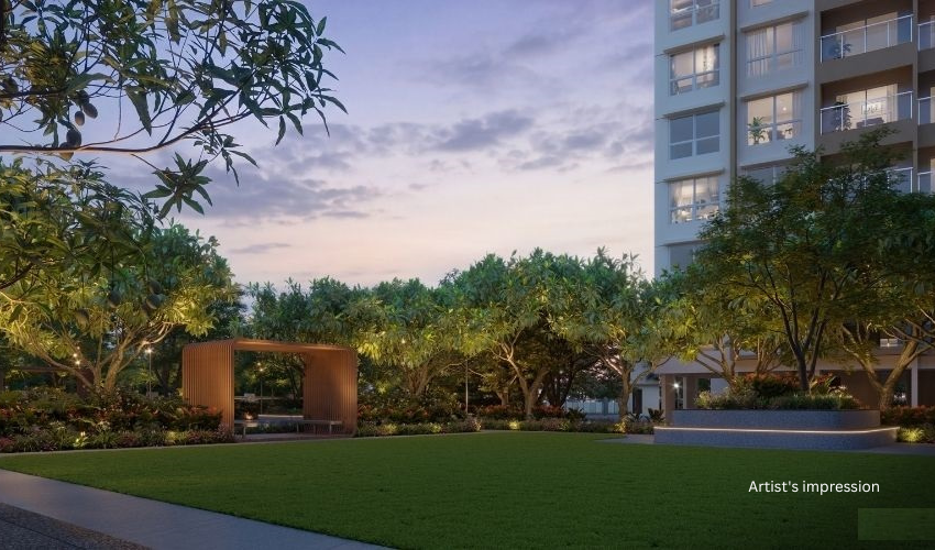 Landscaped boulevard at The Reserve by Kolte-Patil, township living on Sinhgad Road, Pune