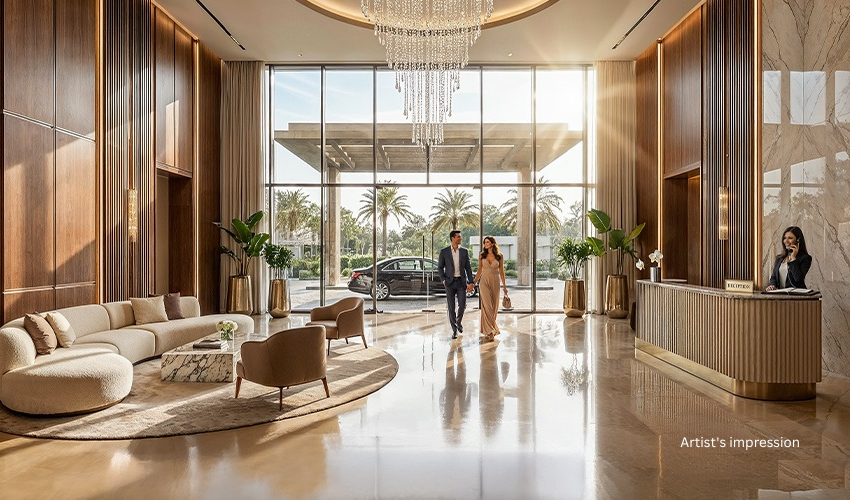 Private lift lobby with four homes per floor at Vivere Goregaon West low density luxury apartments